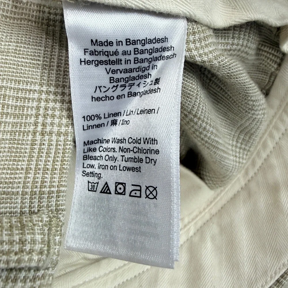 VTG J.Crew Linen Pants Men 34x30 Fit 36x28.5 Beige Tan Glen Plaid Oarsman Preppy - Picture 4 of 13